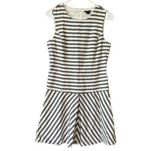 Theory‎ Gray and White Striped Dropped Waist Tank Dress Womens 8